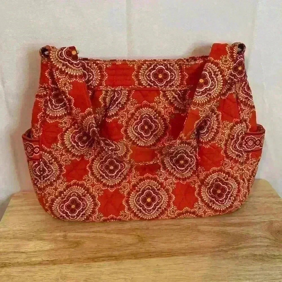 Vera Bradley Paprika Orange Quilted Shoulder Bag / Purse Side Pockets - Picture 1 of 9